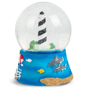 Nautical Lighthouse Figurine 100MM Snow Globe Plays Tune By the Beautiful Sea