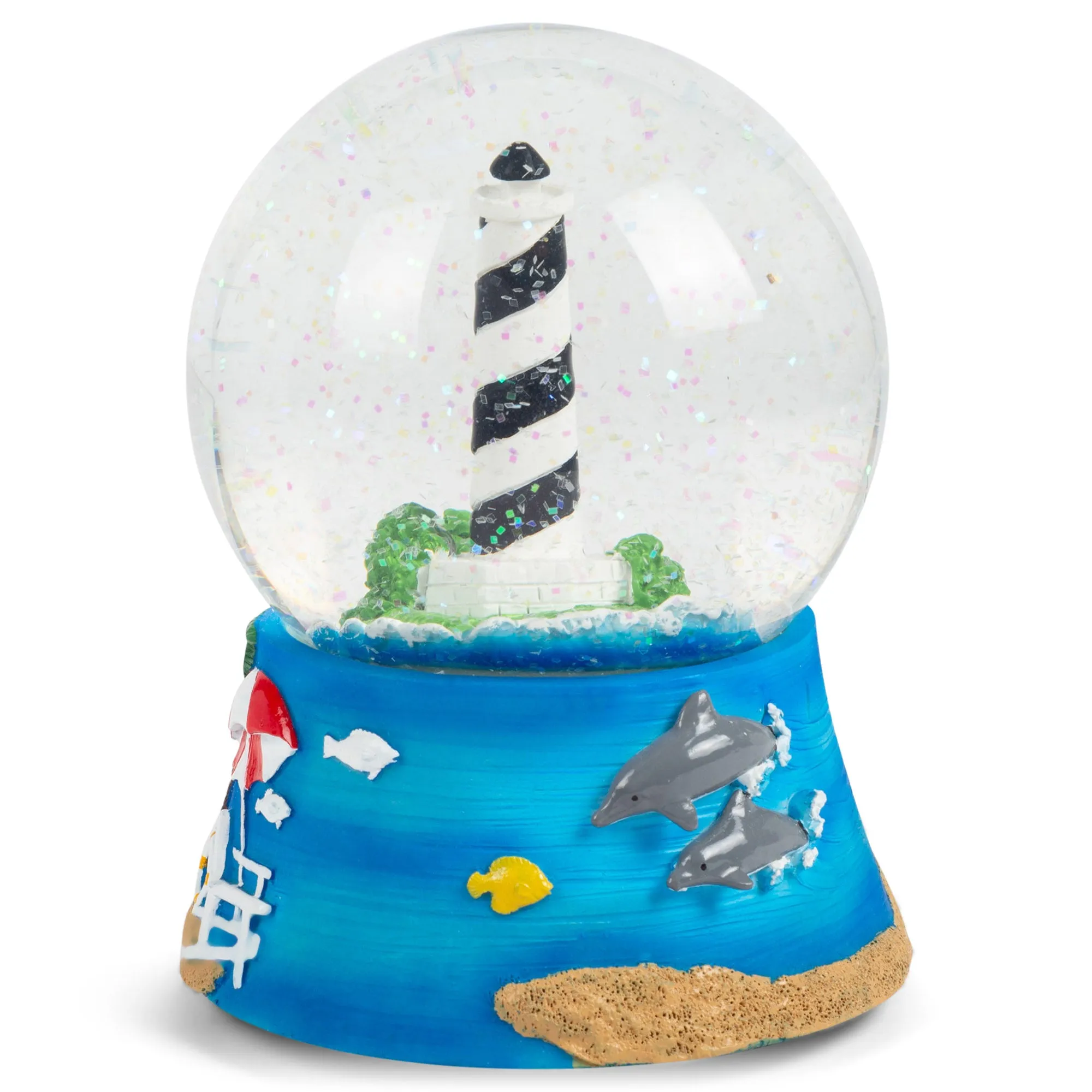 Nautical Lighthouse Figurine 100MM Snow Globe Plays Tune By the Beautiful Sea