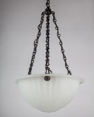 Opaline Dome Chandelier with Foliate Details