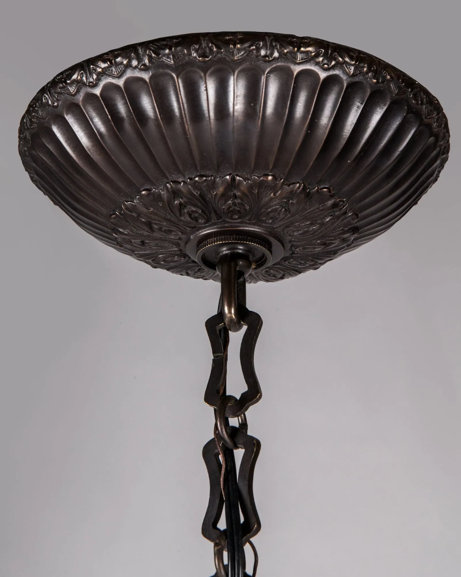 Opaline Dome Chandelier with Foliate Details