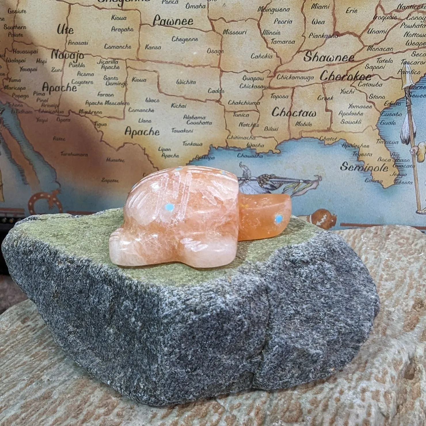 Orange Alabaster Turtle Zuni Fetish by Brandon Phillips SWT-0096