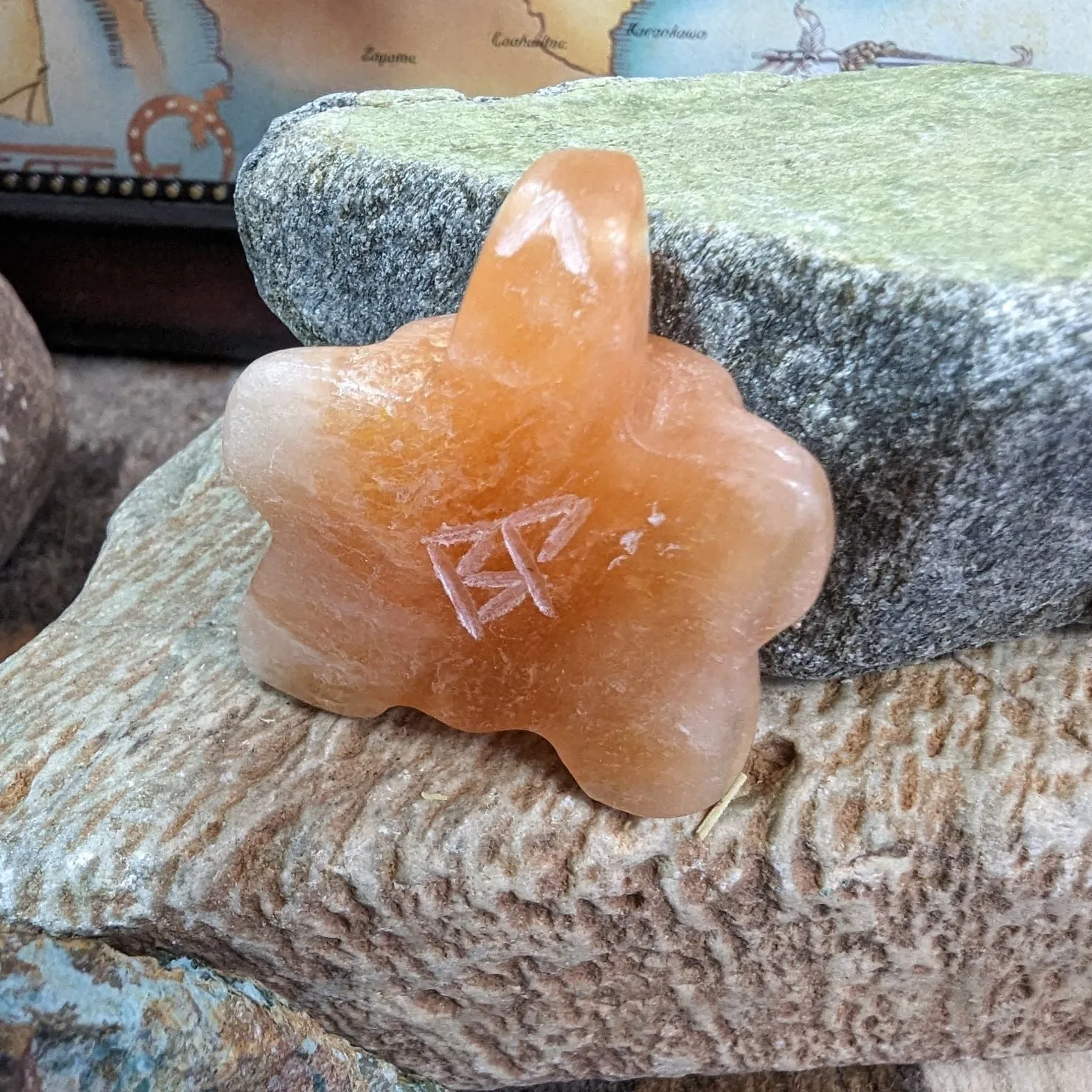 Orange Alabaster Turtle Zuni Fetish by Brandon Phillips SWT-0096