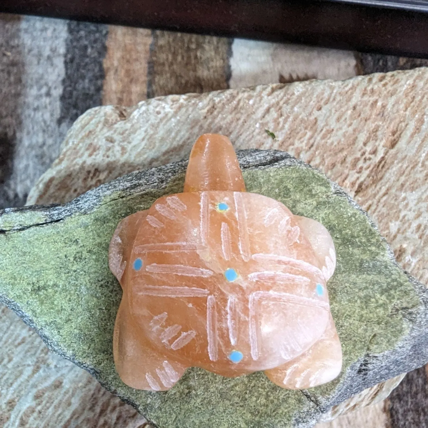 Orange Alabaster Turtle Zuni Fetish by Brandon Phillips SWT-0096