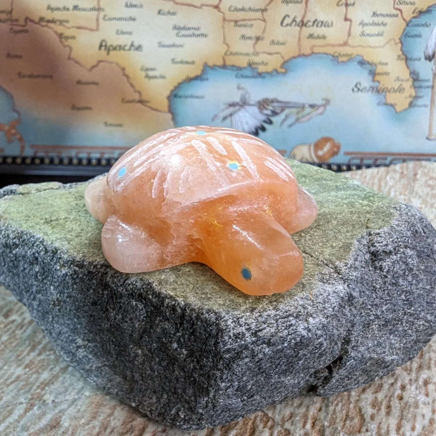 Orange Alabaster Turtle Zuni Fetish by Brandon Phillips SWT-0096