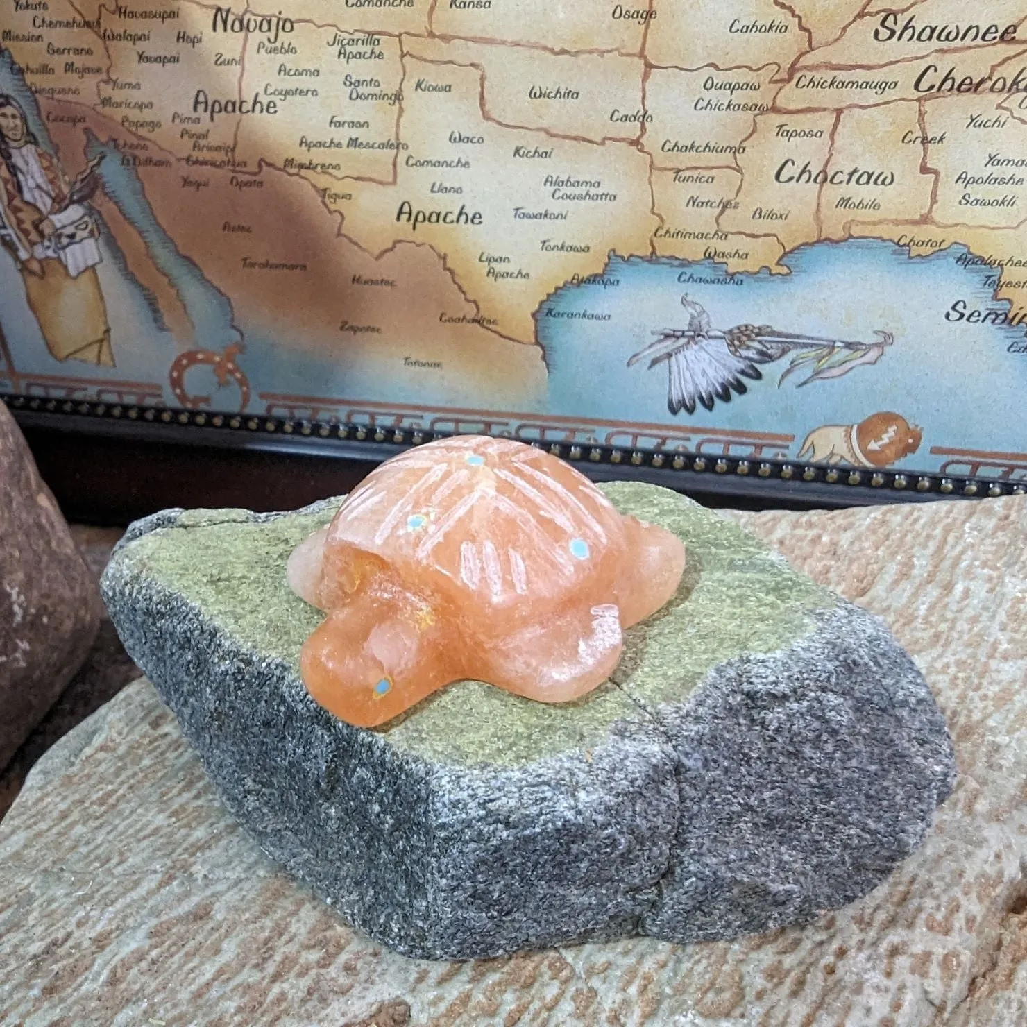 Orange Alabaster Turtle Zuni Fetish by Brandon Phillips SWT-0096