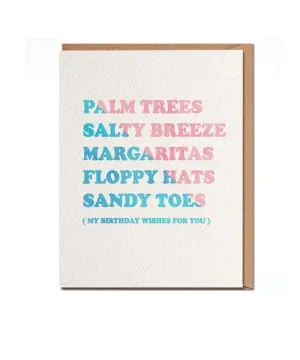 Palm Trees Salty Breeze Birthday Card