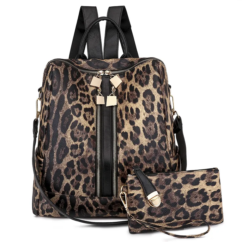 Paziye Leopard Print Cow Backpack