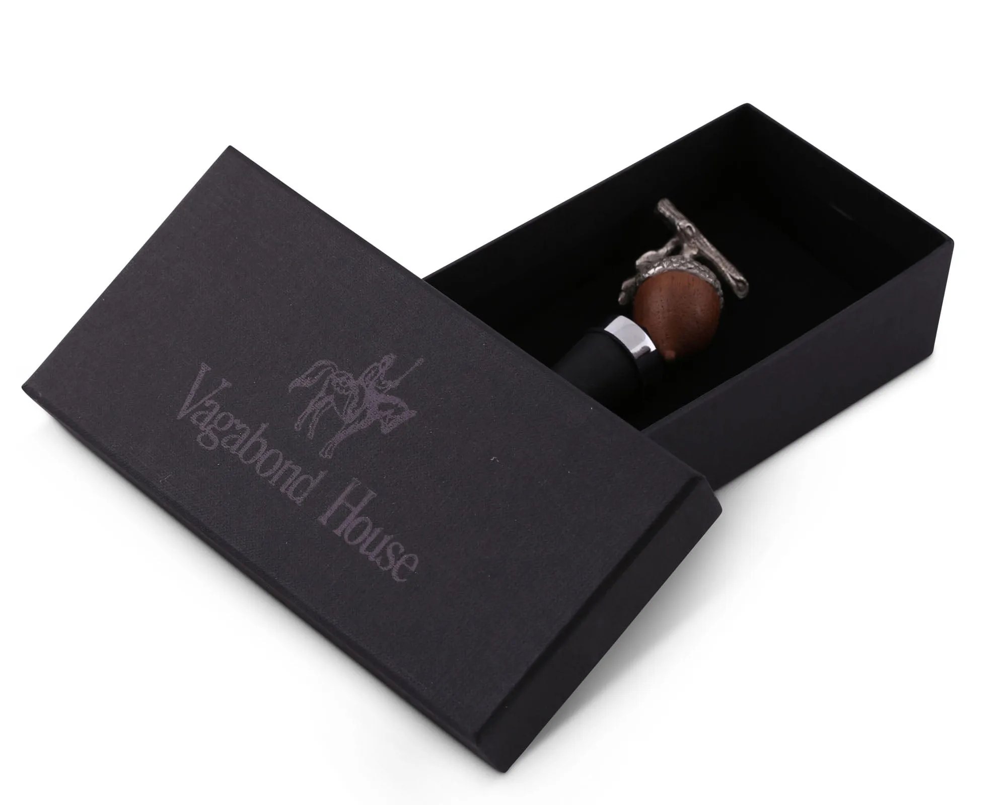 Pewter  and Wood Acorn Bottle Stopper