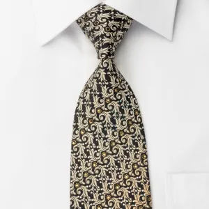 Pierre Cardin Rhinestone Necktie Golden Leaf On Black With Silver Sparkles