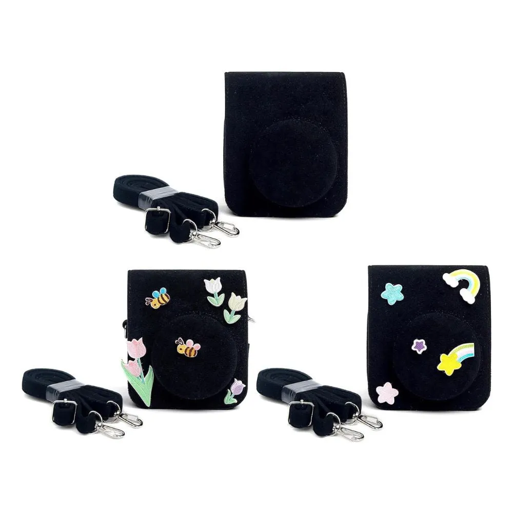 Pikxi BFL12 Fujifilm Instax Mini 12 Felt Soft  Protective Camera Case Bag with Shoulder Strap - Velcro Sticker Options Available