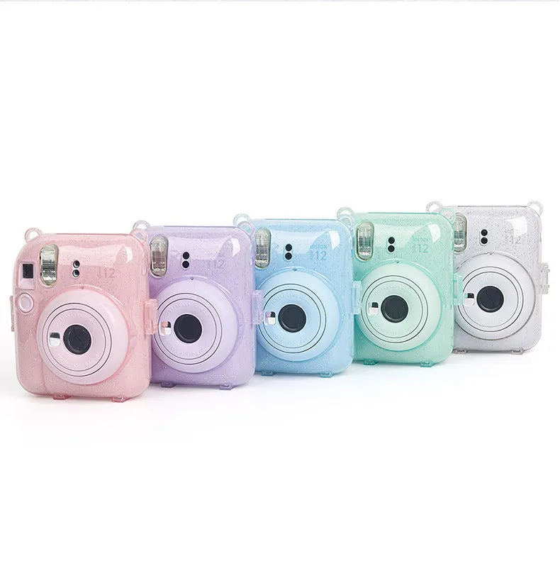 Pikxi CM12 Fujifilm Instax Mini 12 Protective Glitter Crystal Transparent Camera Case Bag Dust and Scratch Proof with Shoulder Strap (Available in Different Colors)