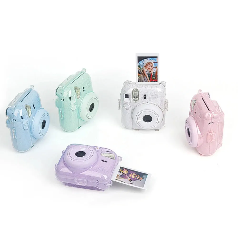 Pikxi CM12 Fujifilm Instax Mini 12 Protective Glitter Crystal Transparent Camera Case Bag Dust and Scratch Proof with Shoulder Strap (Available in Different Colors)