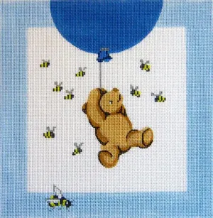 Pooh and Balloons Needlepoint Canvas