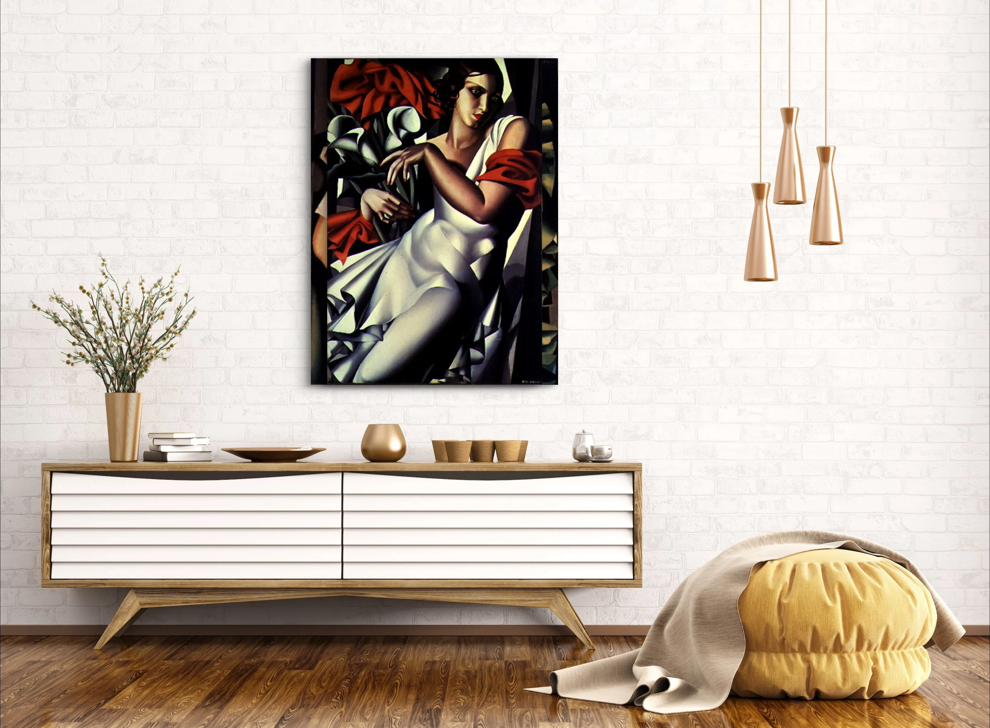 Portrait of Ira Perrot by Tamara de Lempicka Circa. 1930. High Quality 'Stretched' Polyester Cotton Canvas Print. Mounted on Wooden Inner Frame. Ready to Hang. Available in One (1) Large Size - 70cm x 100cm.