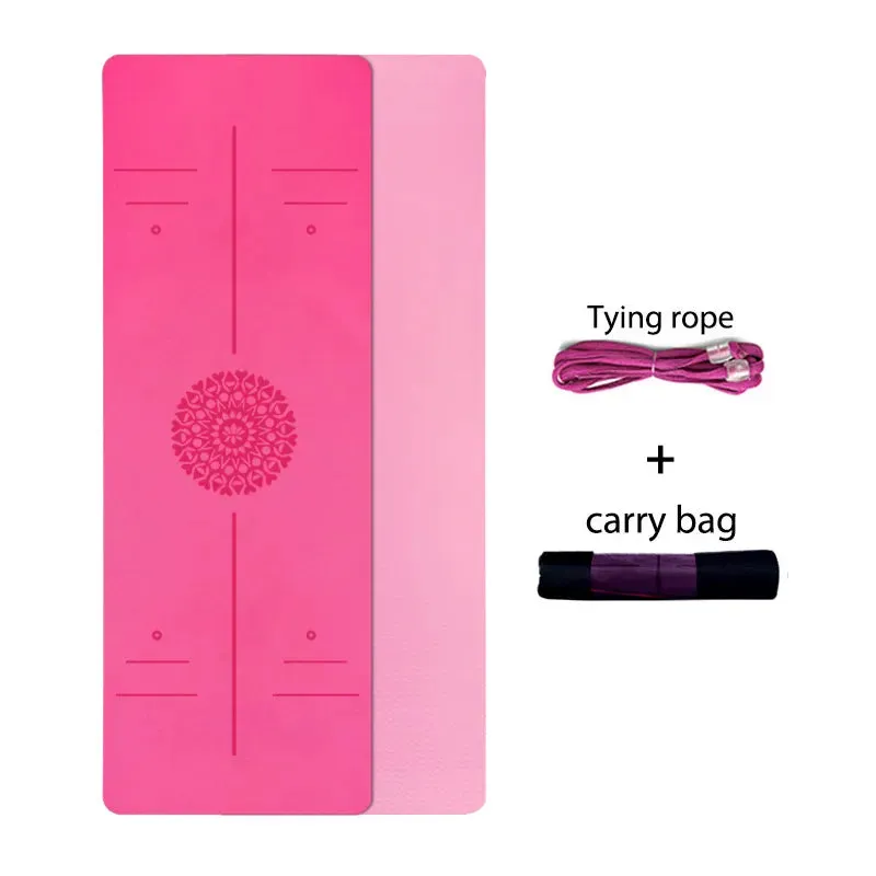 Premium 6mm Double Layer TPE Yoga Mat with Position Line - Ideal for Beginners, Home Gym, Fitness, Gymnastics, and Pilates