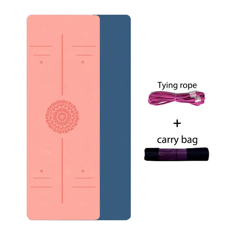 Premium 6mm Double Layer TPE Yoga Mat with Position Line - Ideal for Beginners, Home Gym, Fitness, Gymnastics, and Pilates