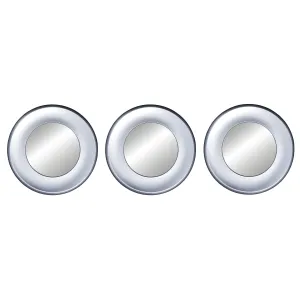PREMIUS 3 Piece Carved Circle Mirror Wall Decor Set, Silver, 10 Inches