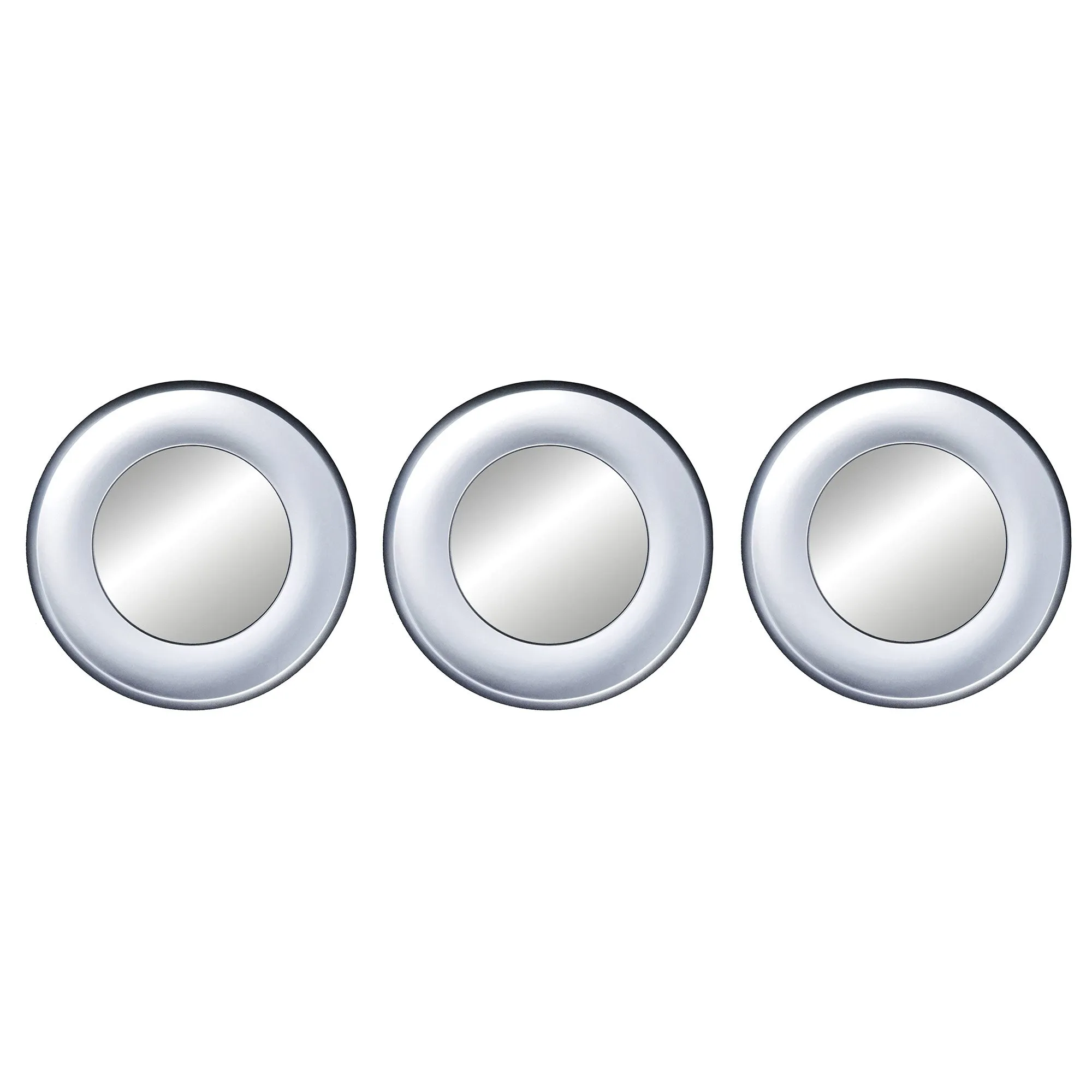 PREMIUS 3 Piece Carved Circle Mirror Wall Decor Set, Silver, 10 Inches