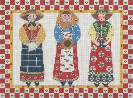 Primary Trio Ladies Needlepoint Canvas
