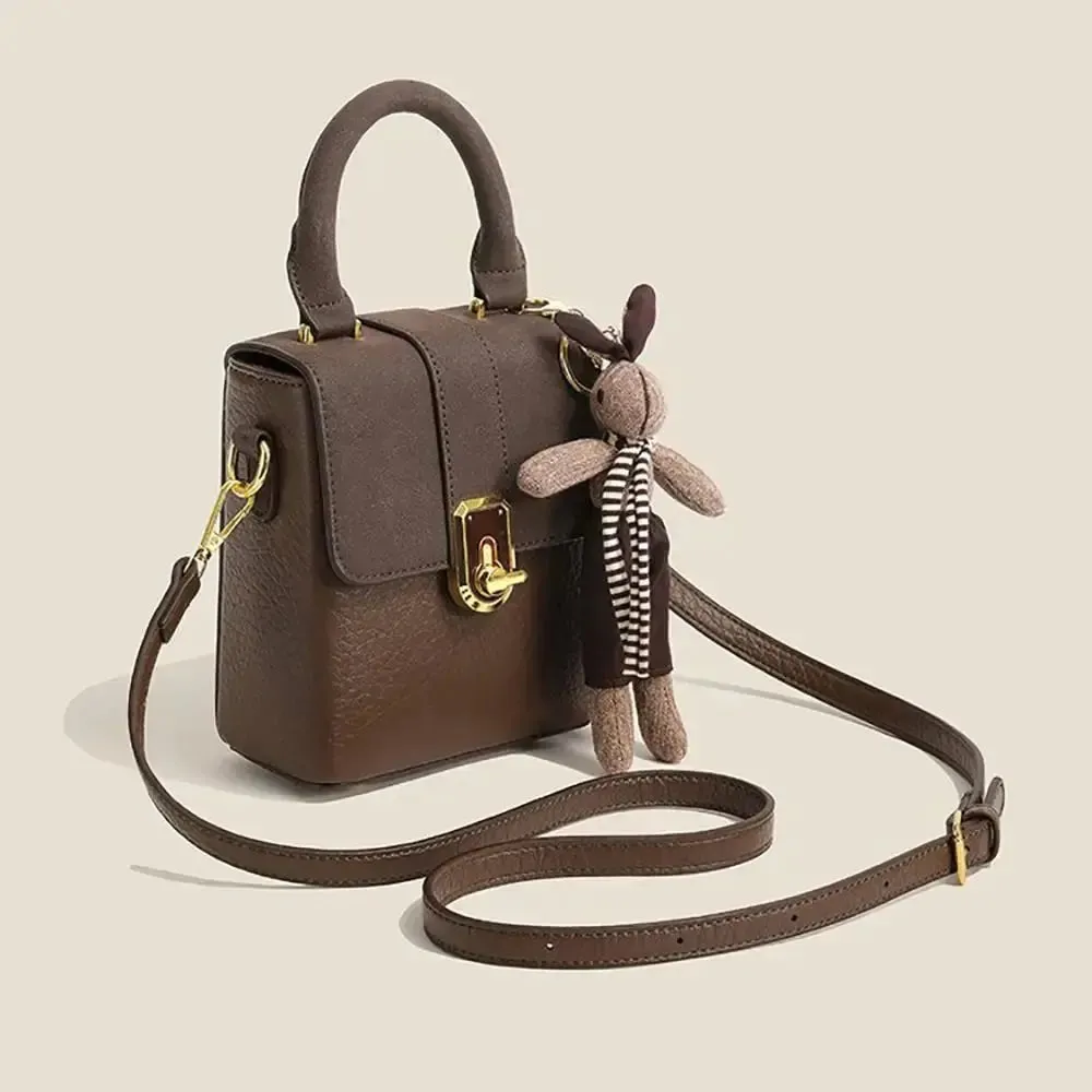 PU Leather Saddle Bag Handbag Square Crossbody Bag Portable Shoulder Bag