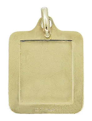 Rectangular Engraved Jesus Medallion Pendant in 14K Gold