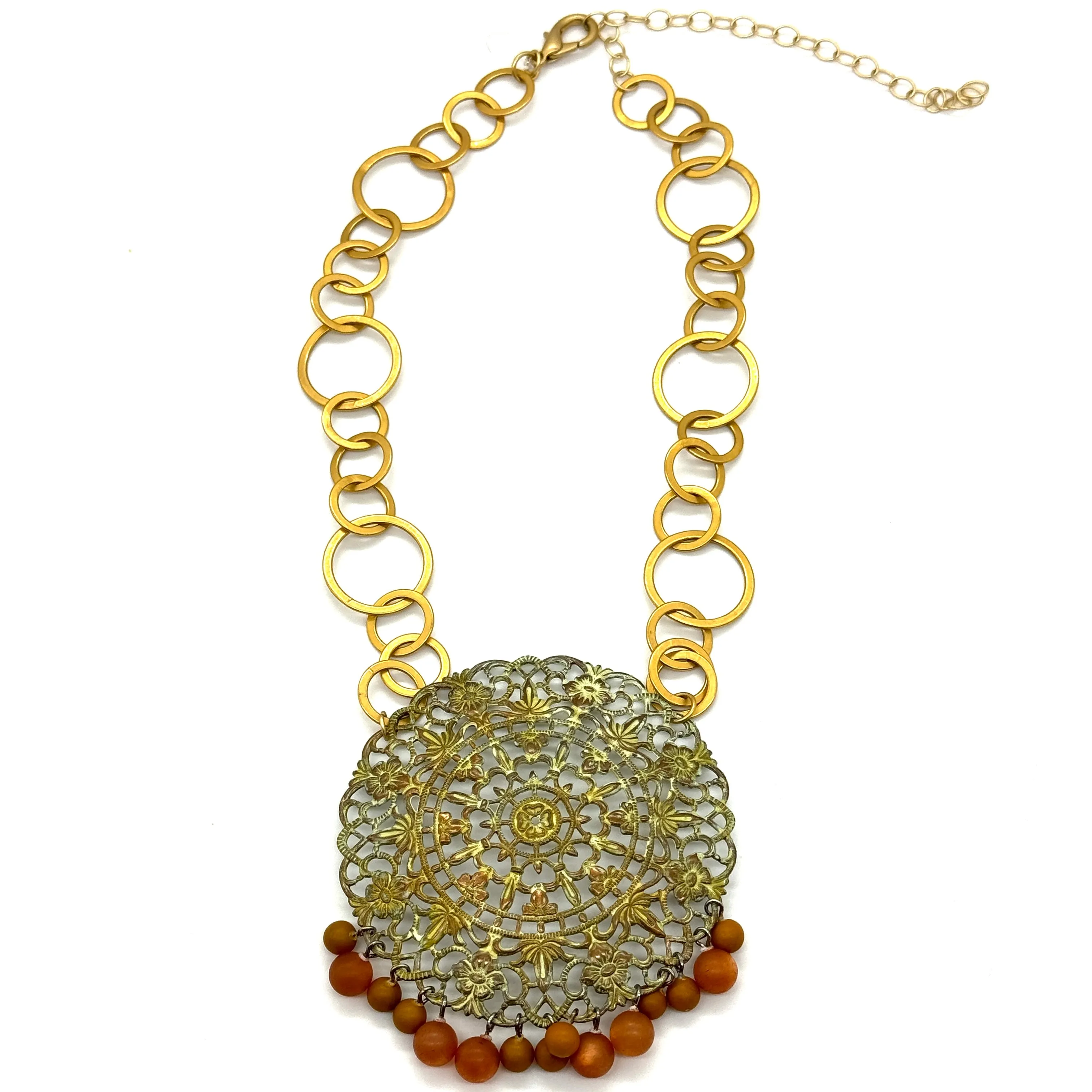 Regal Patina'ed Filigree Necklace
