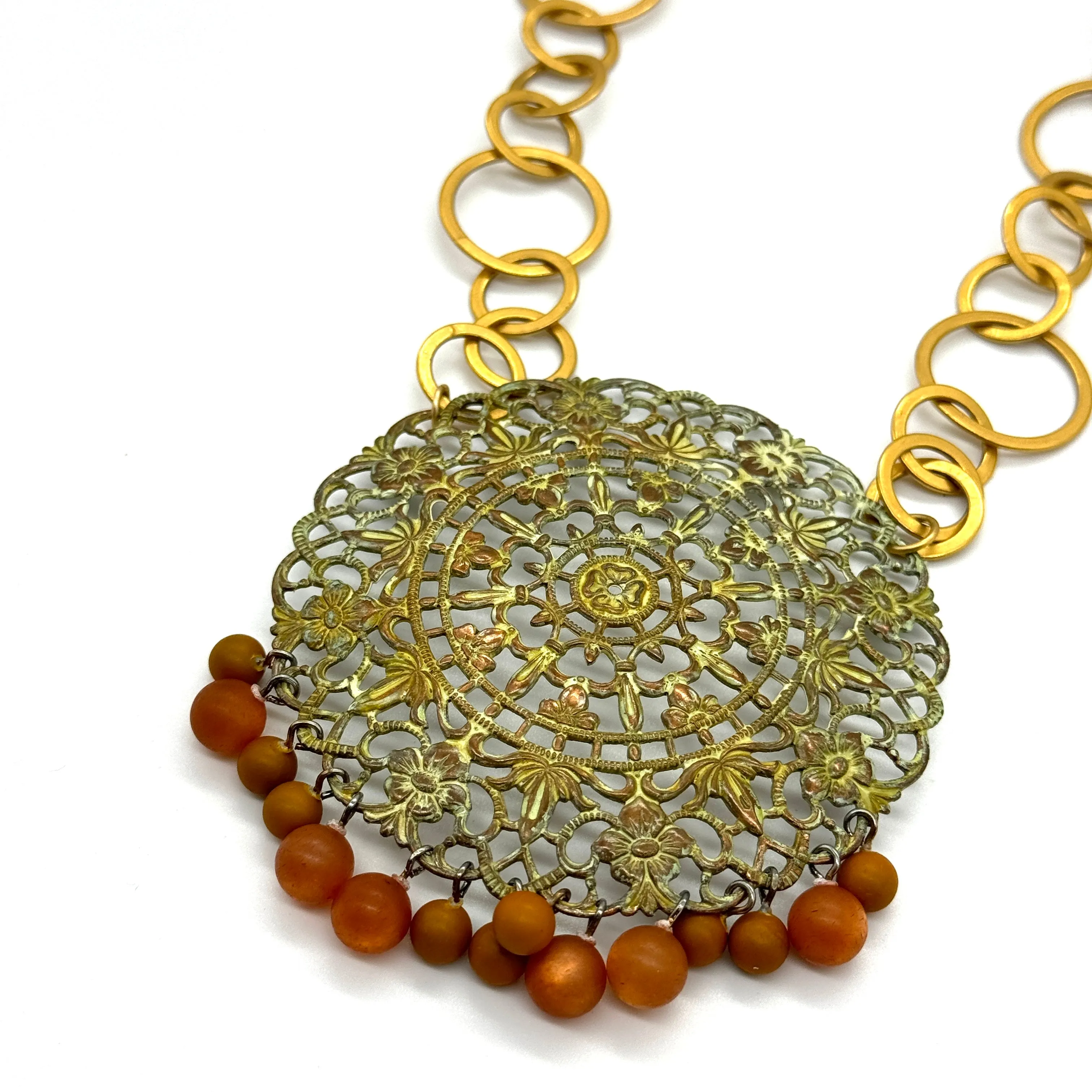 Regal Patina'ed Filigree Necklace