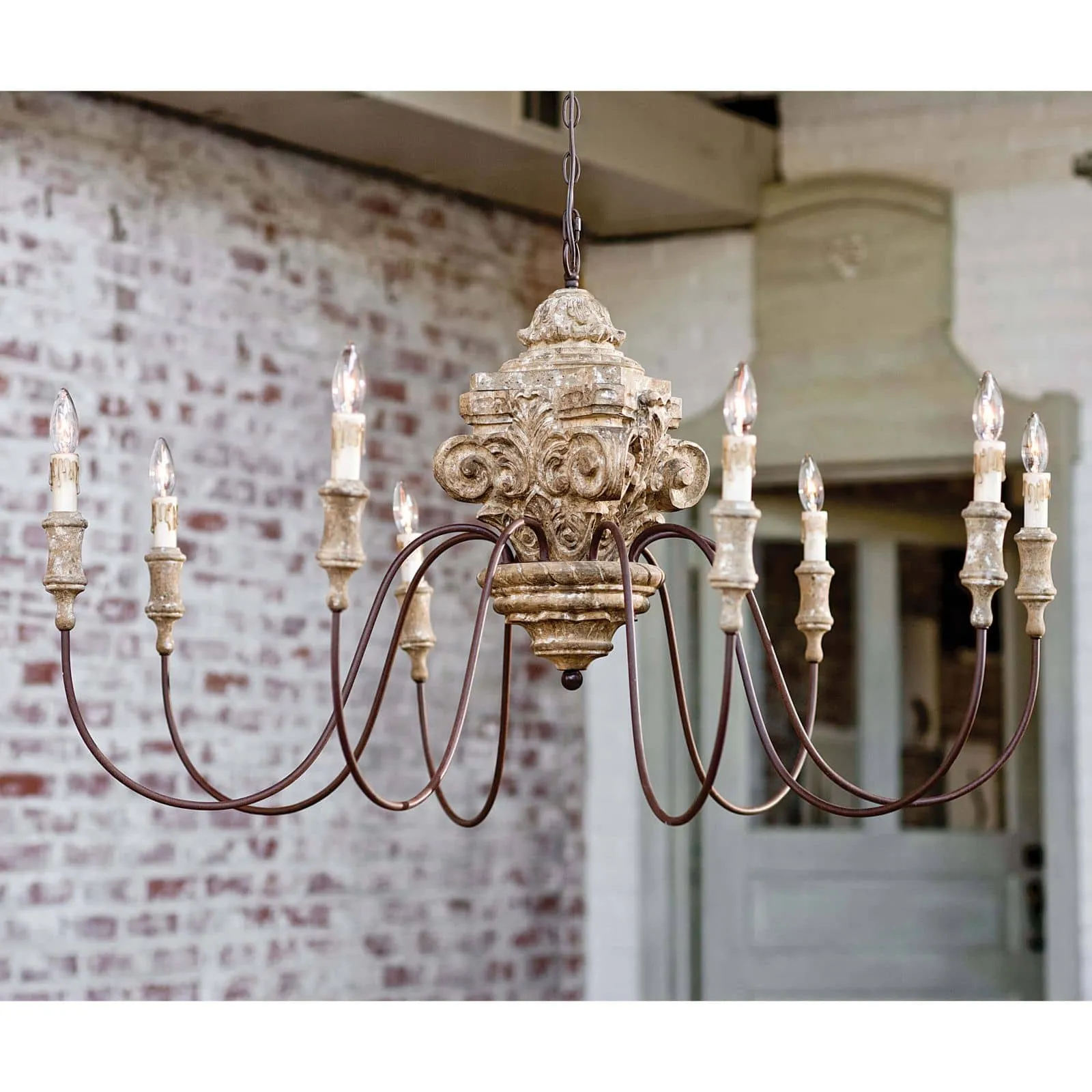 Regina Andrew  Wood Carved Chandelier