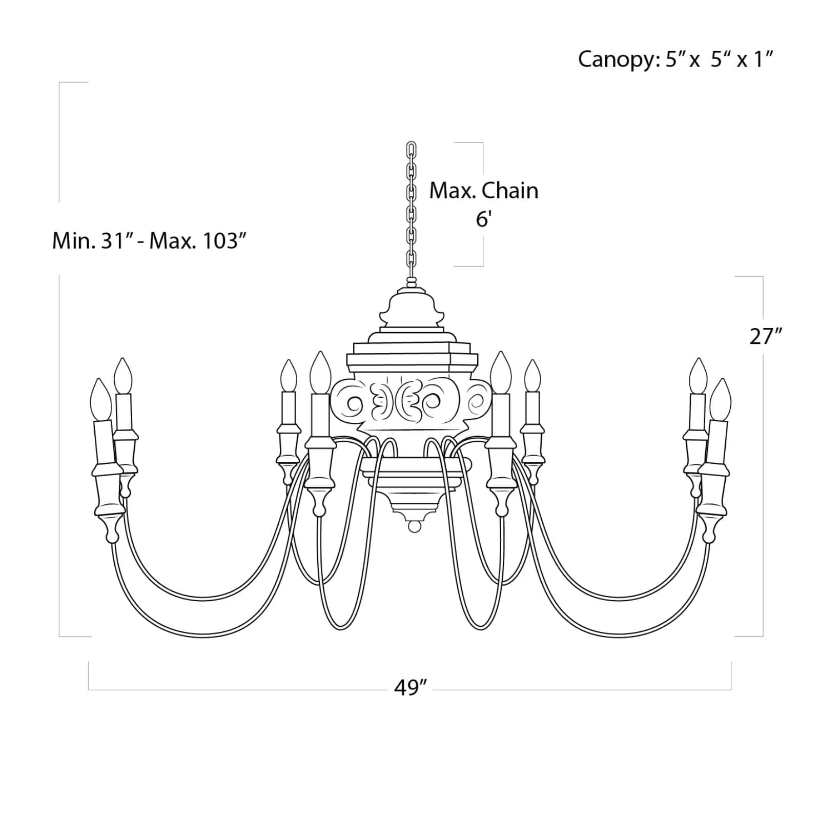Regina Andrew  Wood Carved Chandelier