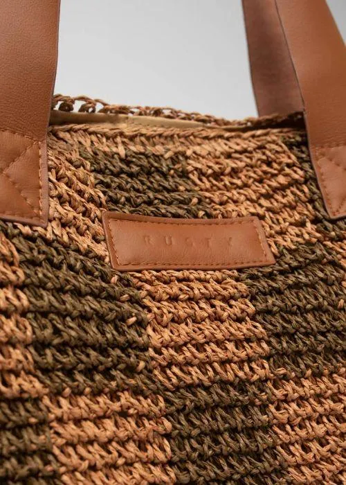 Rusty - Checkmate Straw Beach Bag