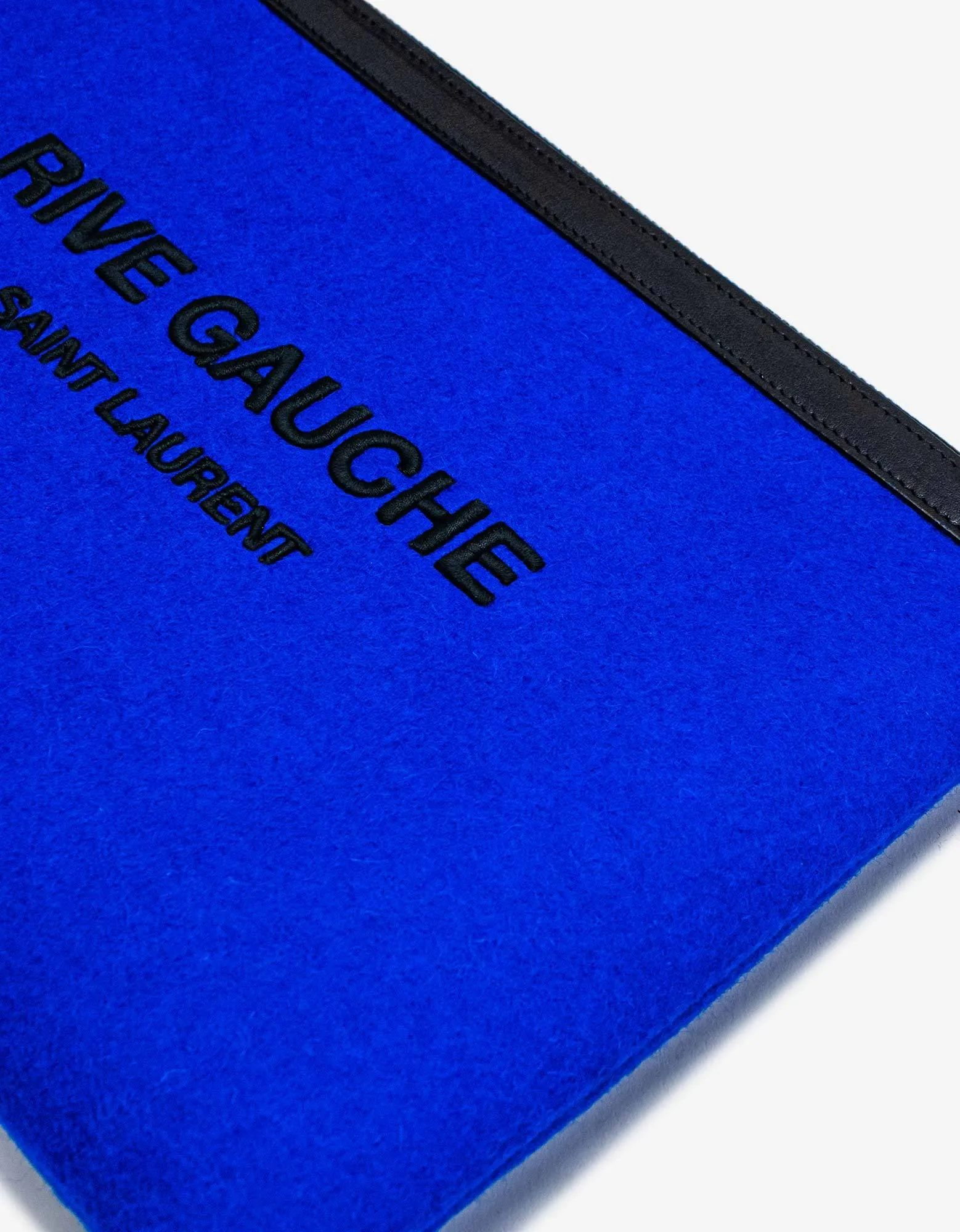 Saint Laurent Blue Wool Felt Rive Gauche Zip Pouch