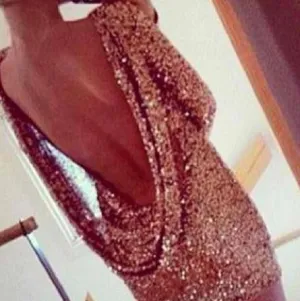 SEXY GOLDEN SHINING BACKLESS DRESS