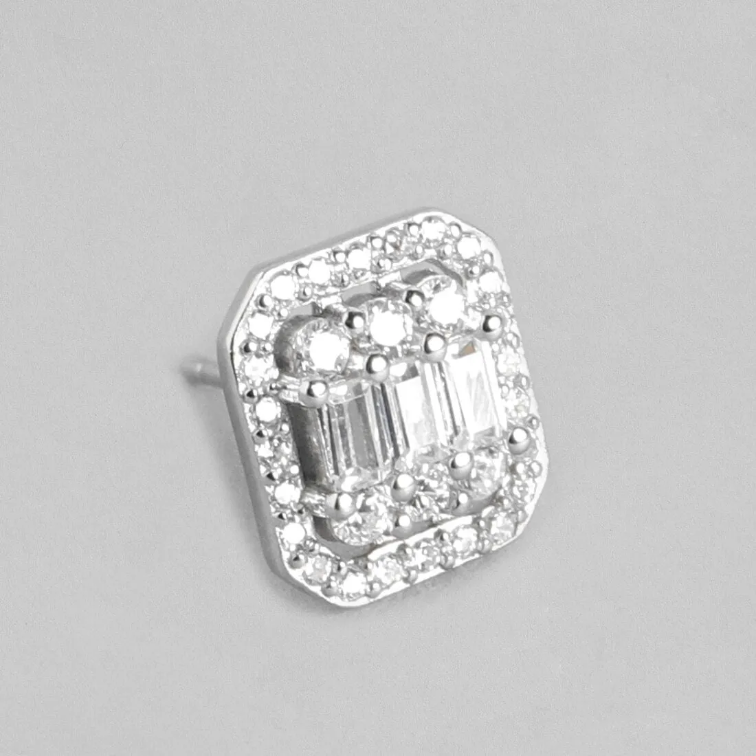 Shining Silver Baguette 925 Silver Earrings