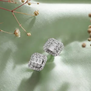 Shining Silver Baguette 925 Silver Earrings
