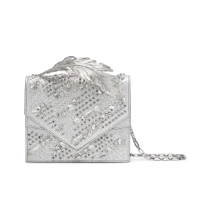 Silver Embroidered Calf with Silver Feather