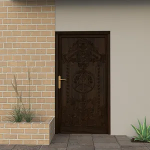 Solid Teak carved Namaste sign door with choukat