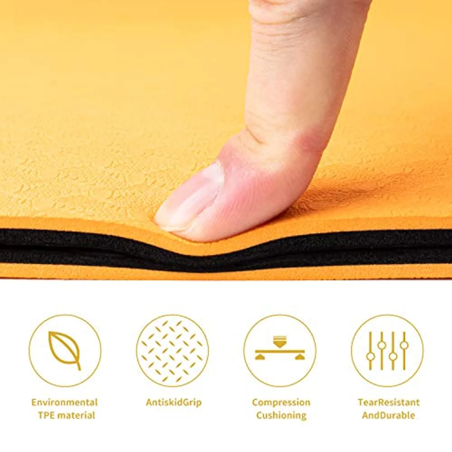 SPACEZHUA TPE Yoga Mat - Non Slip Fitness Mat w/Alignment Marks & Carrying Straps, Double-Sided Workout Equipment for Women Men Kids, Exercise Mats Stretching for Yoga, Pilates Floor and Home Workouts