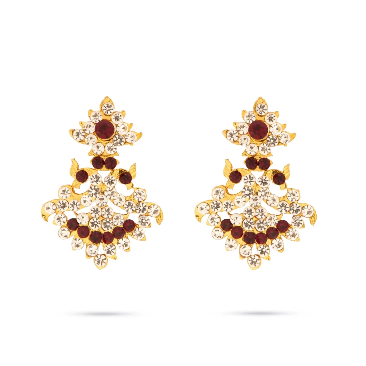 Stone Earings Set - 1.5 x 1.25 Inches | Multicolour Stone Earring/ Karnapathakkam for Deity