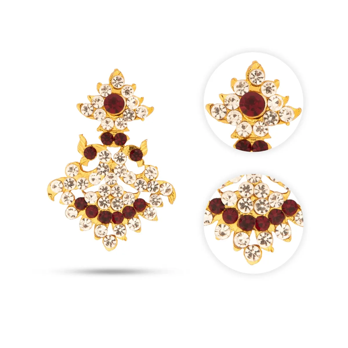 Stone Earings Set - 1.5 x 1.25 Inches | Multicolour Stone Earring/ Karnapathakkam for Deity