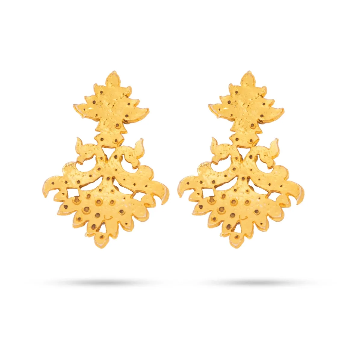 Stone Earings Set - 1.5 x 1.25 Inches | Multicolour Stone Earring/ Karnapathakkam for Deity