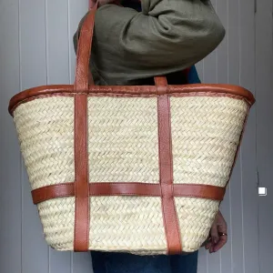 Straw and Leather Basket Bags