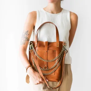 Tan Medium Leather Tote Bag