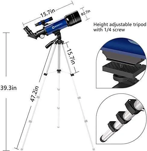 Telescope for Kids Beginners Adults, 70mm Astronomy Refractor Telescope with Adjustable Tripod - Perfect Telescope Gift for Kids