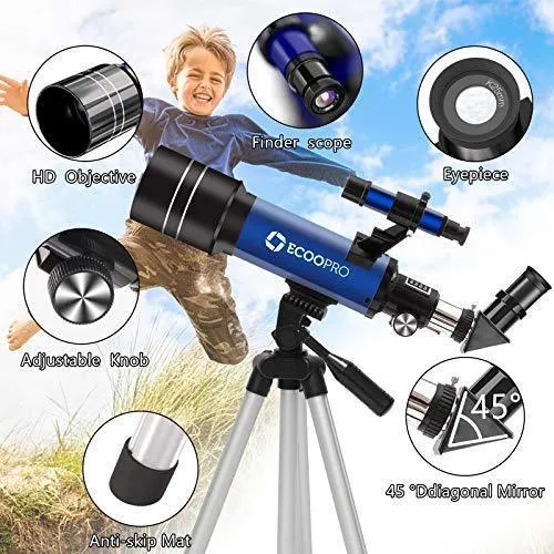 Telescope for Kids Beginners Adults, 70mm Astronomy Refractor Telescope with Adjustable Tripod - Perfect Telescope Gift for Kids
