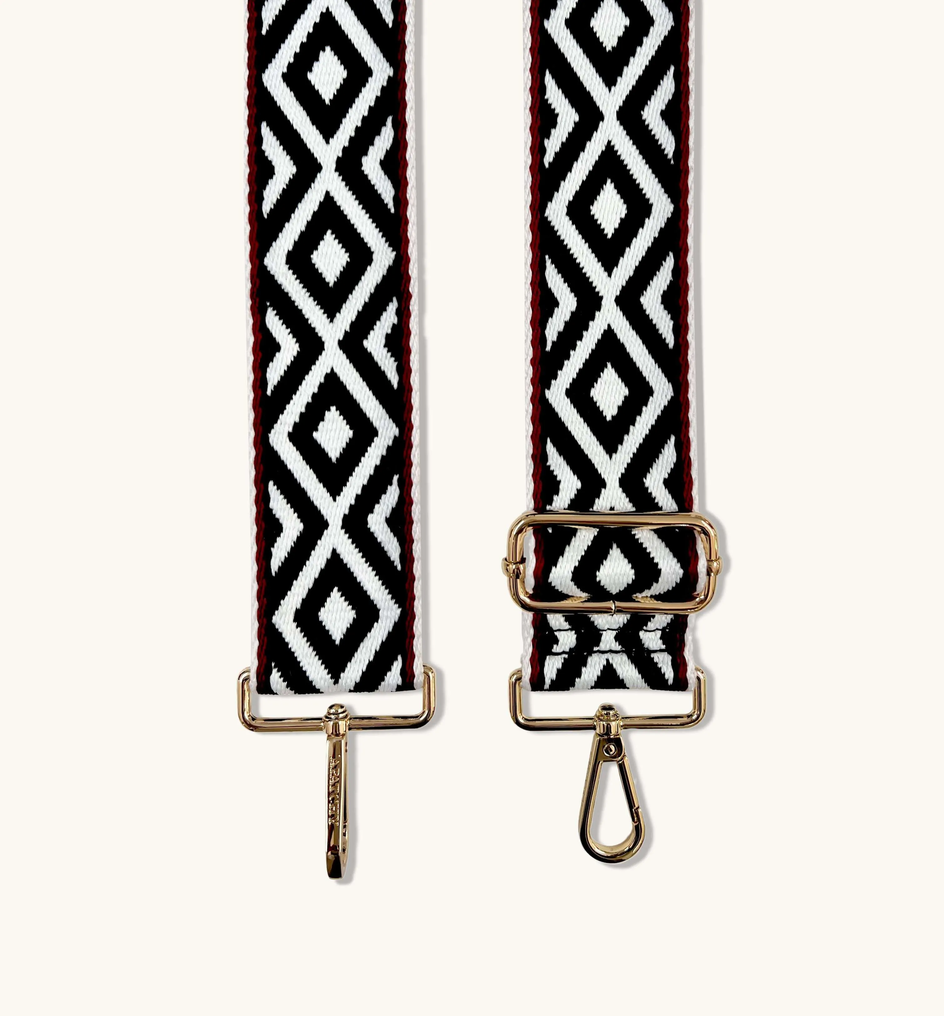 The Tassel Port Leather Crossbody Bag With Black & Red Aztec Strap