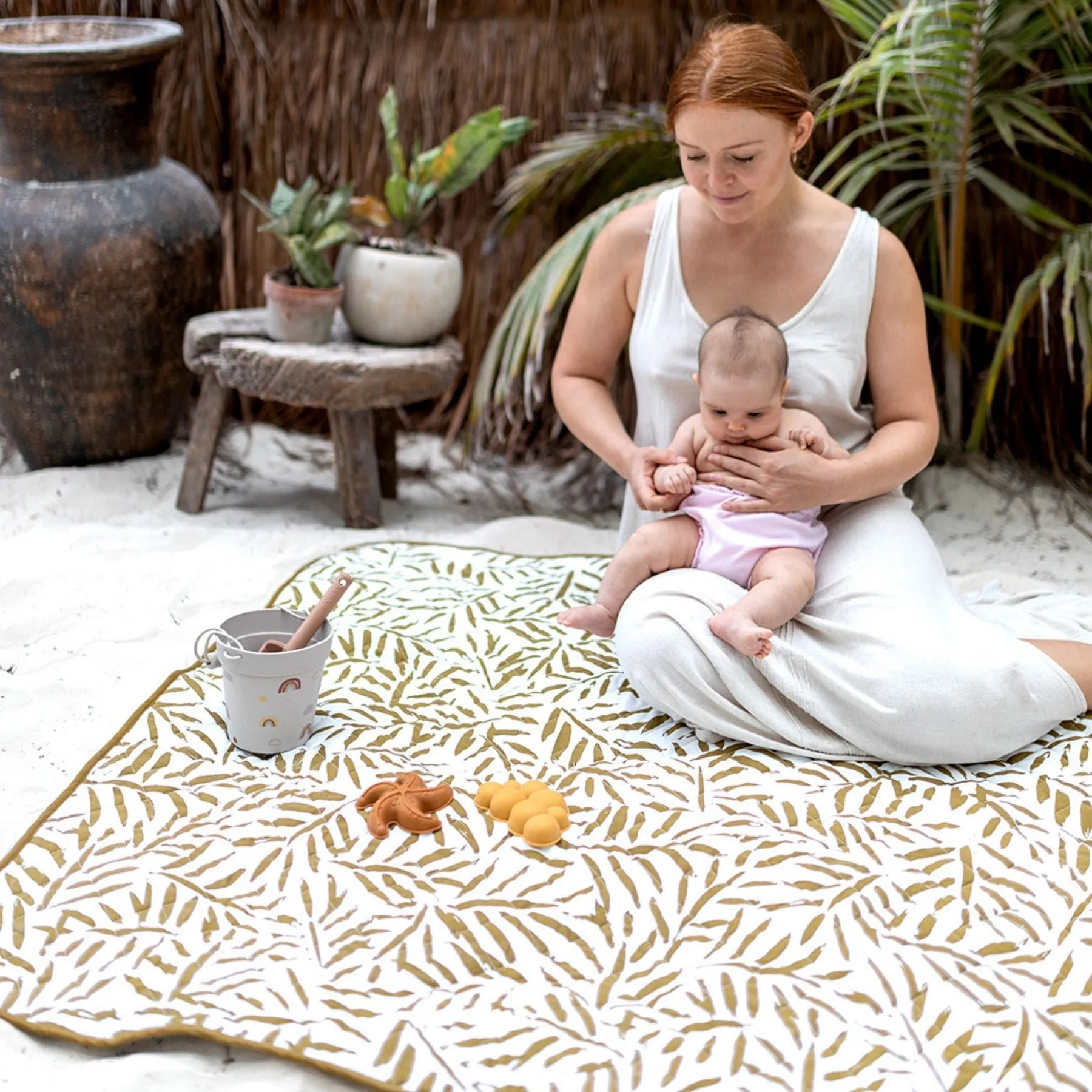 Toddlekind Waterproof Organic Travel Mat - Sand Castle - 120x120cm