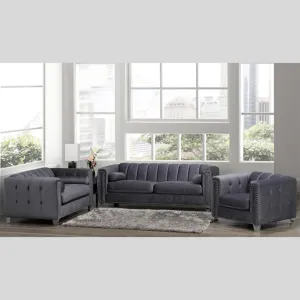 Tufted Sofa Set with Nailhead Details