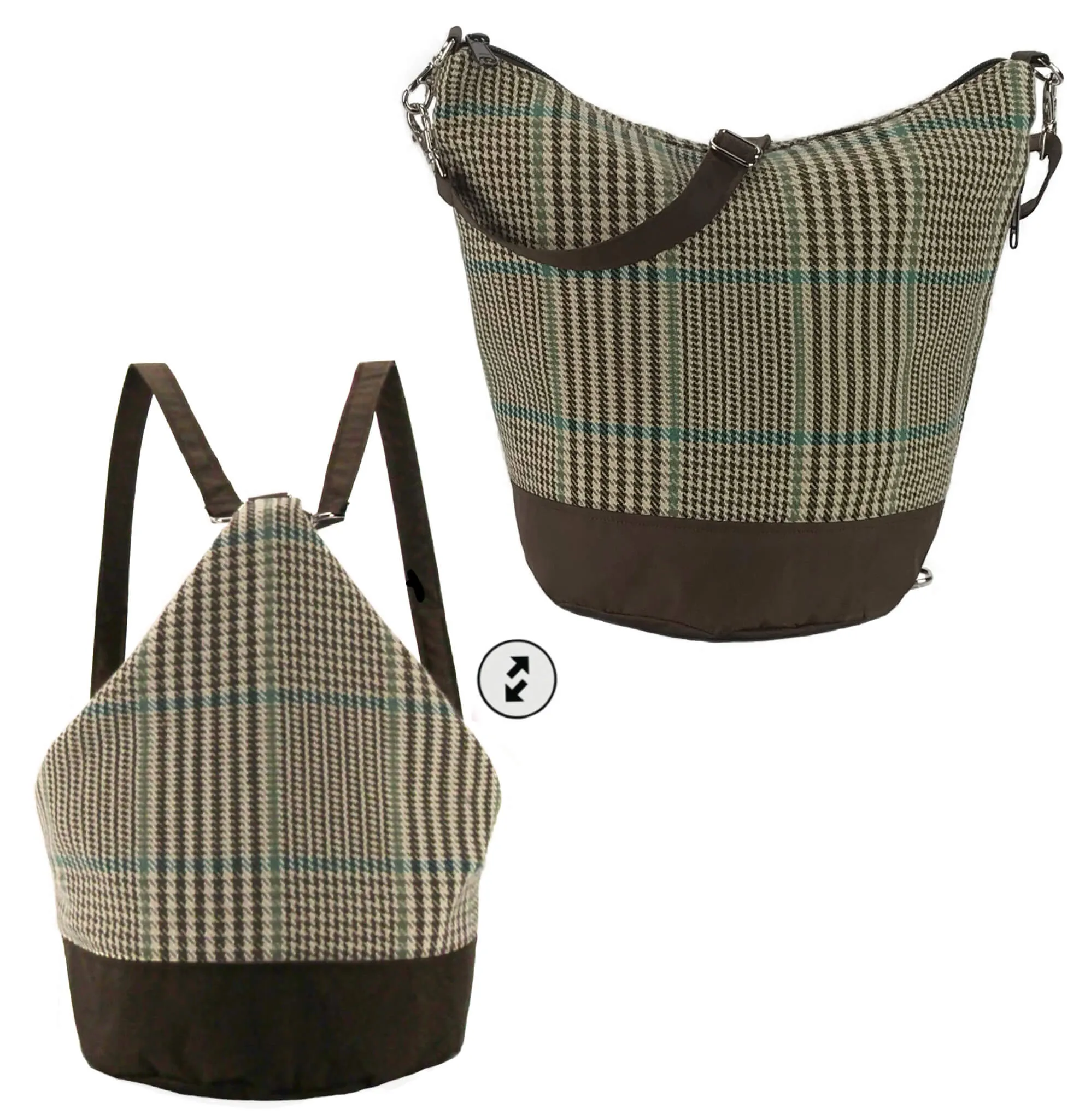 Upcycled 3 | Dark Brown Nylon | RTS Convertible Backpack Purse | Small