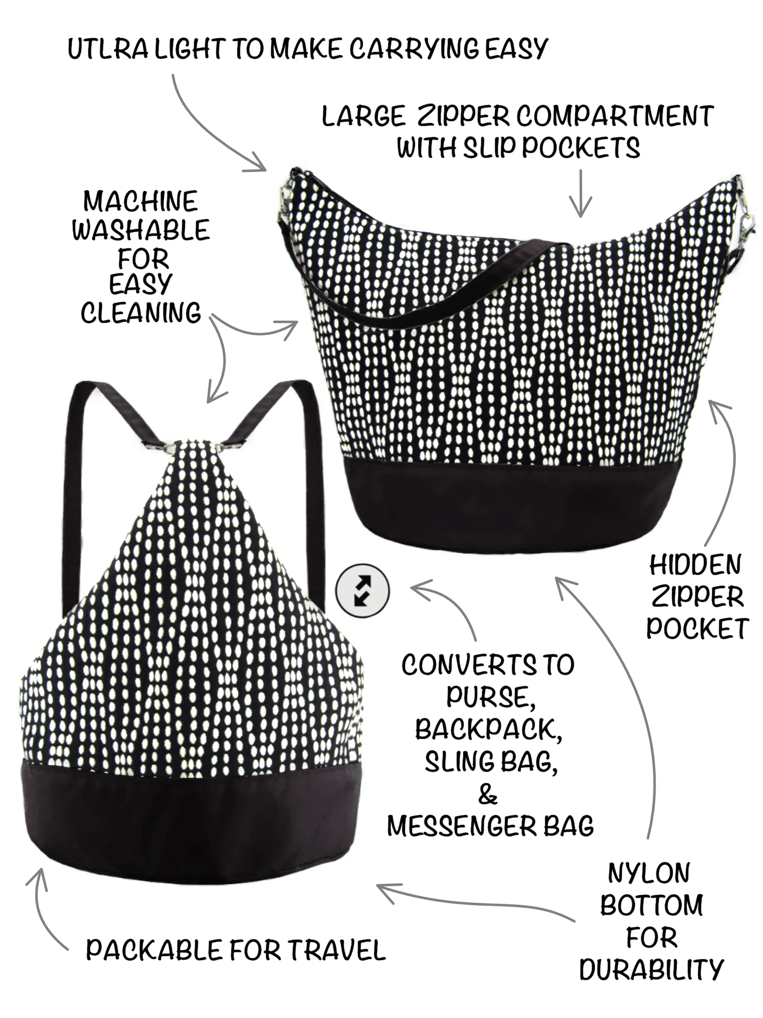 Upcycled 3 | Dark Brown Nylon | RTS Convertible Backpack Purse | Small