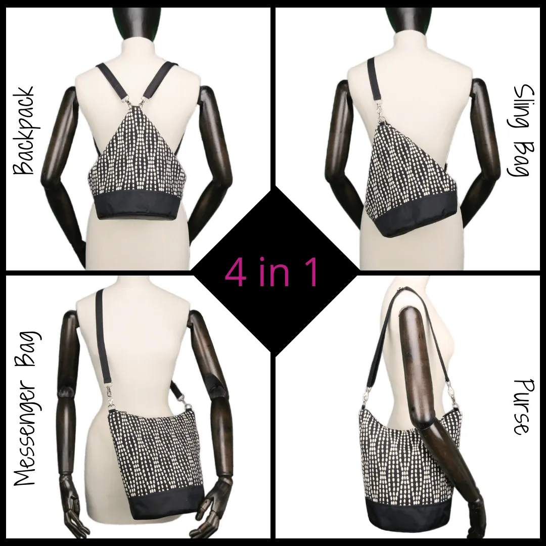 Upcycled 3 | Dark Brown Nylon | RTS Convertible Backpack Purse | Small